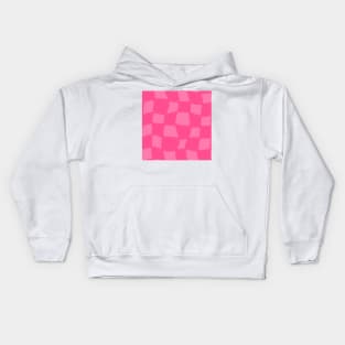 Abstract Warped Checker Board - Hot Pink Kids Hoodie